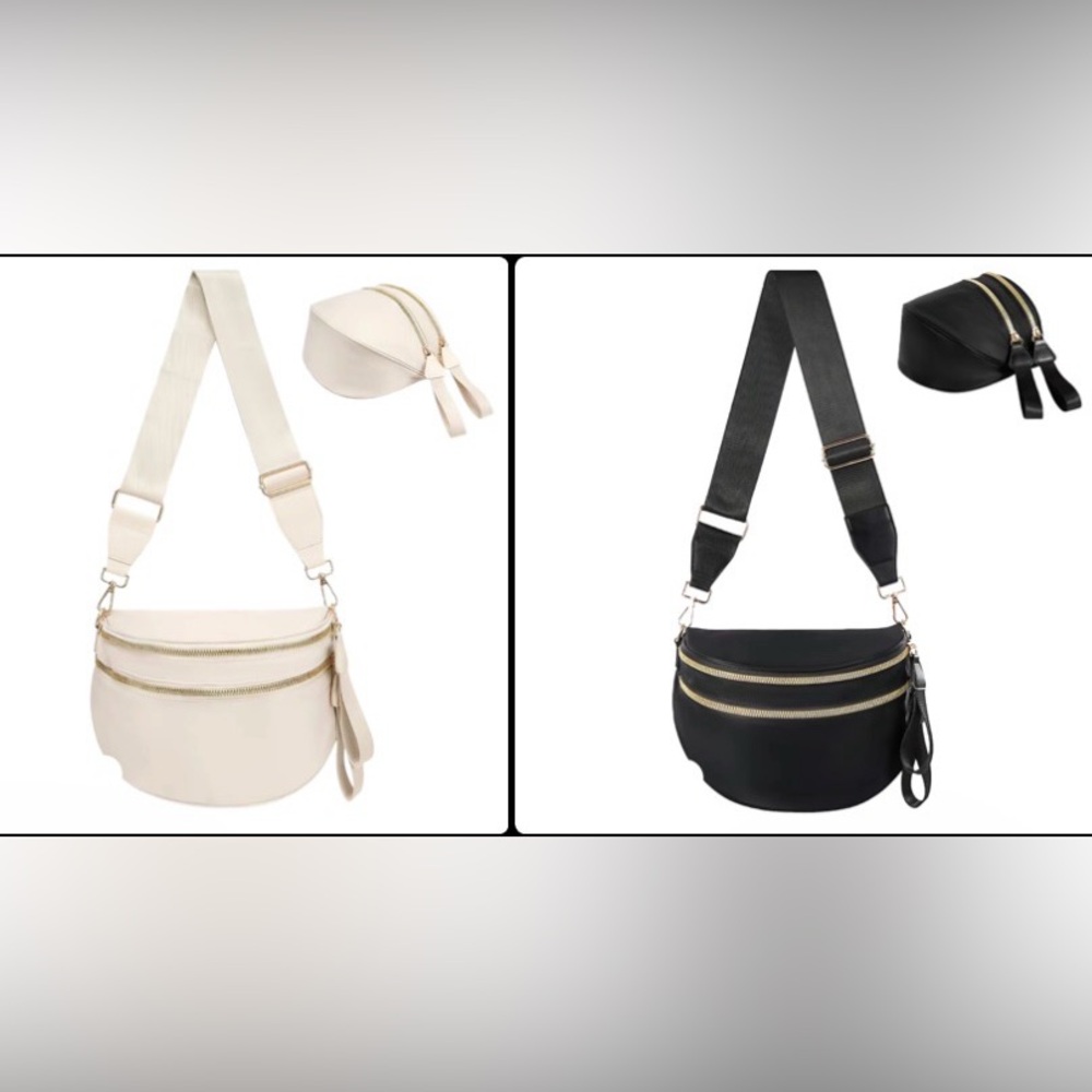 2 Crossbody Belt Bag Black & White